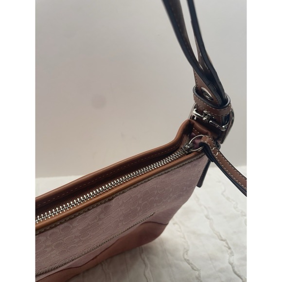 Vintage Coach Pink Signature "C" Jacquard Shoulder Bag Purse Y2K 11x10" - Picture 8 of 10